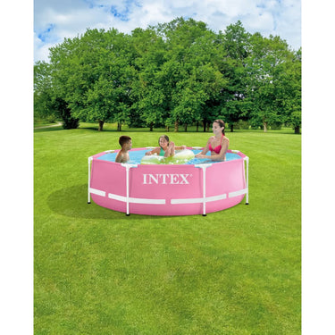 INTEX 8ftx30in Metal frame Swimming Pool - Pink
